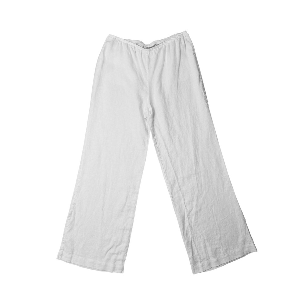 Chico's‎ White 100% Linen Pull On Pants Size Reg 1 Medium